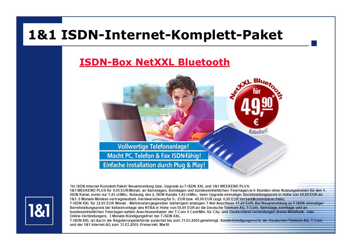 ISDN-Box NetXXL Bluetooth 1&1 ISDN-Internet-Komplett-Paket *Im ISDN-Internet Komplett-Paket: Neuanmeldung bzw.
