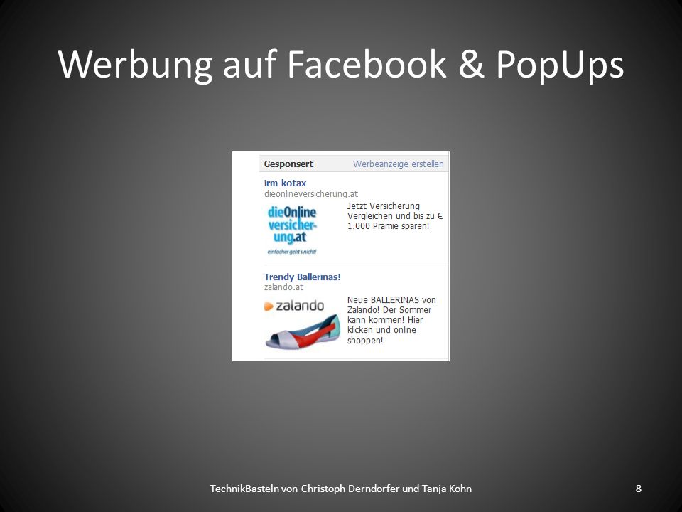 Werbung auf Facebook & PopUps TechnikBasteln von Christoph Derndorfer und Tanja Kohn8