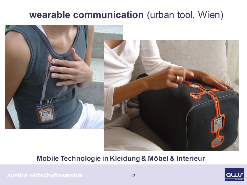 austria wirtschaftsservice 12 Mobile Technologie in Kleidung & Möbel & Interieur wearable communication (urban tool, Wien)