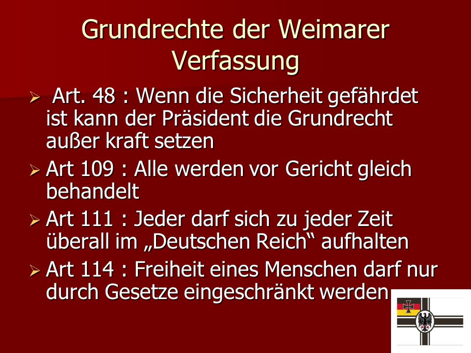 Grundrechte der Weimarer Verfassung Art.