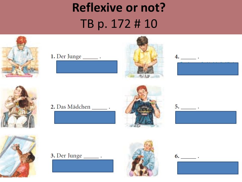 Reflexive or not TB p. 172 # 10