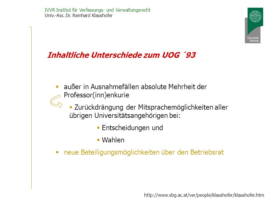 IVVR Institut für Verfassungs- und Verwaltungsrecht Univ.-Ass.