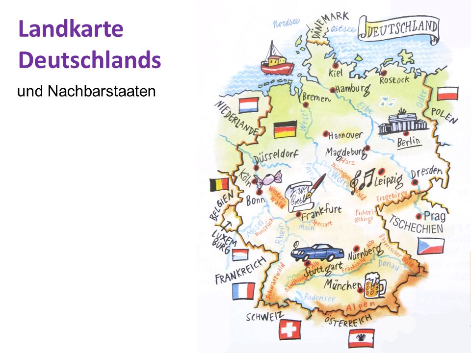 Landkarte Deutschlands und Nachbarstaaten