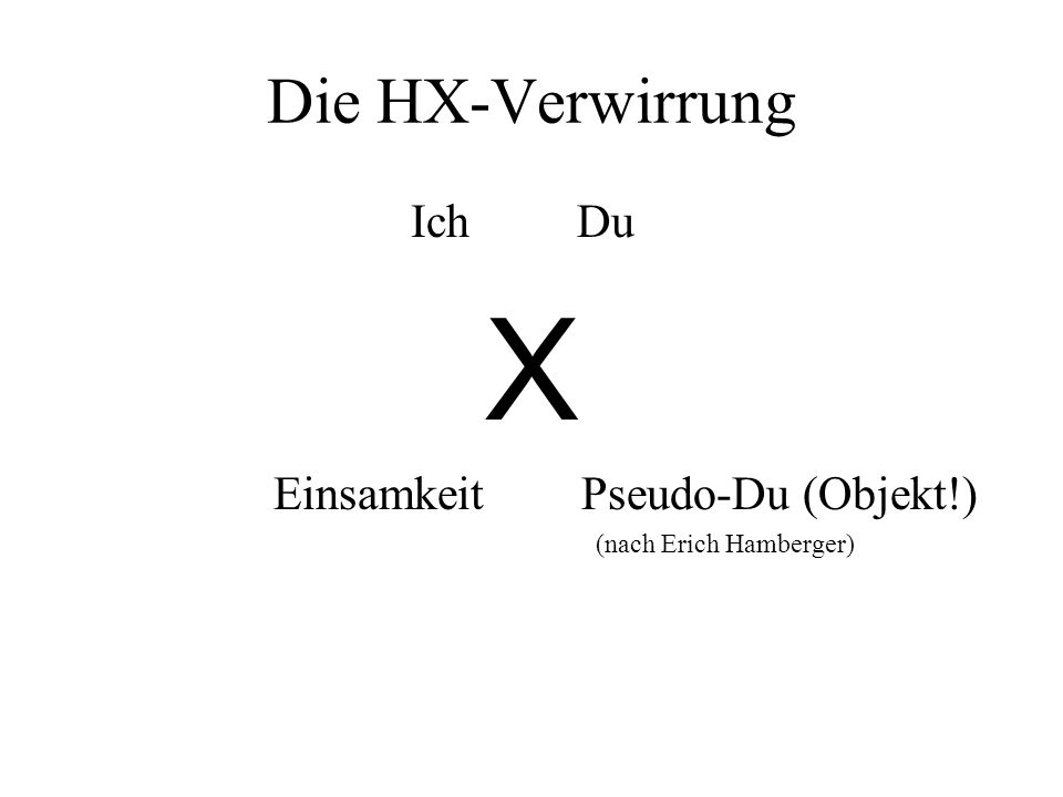 Die HX-Verwirrung Ich Du X Einsamkeit Pseudo-Du (Objekt!) (nach Erich Hamberger)