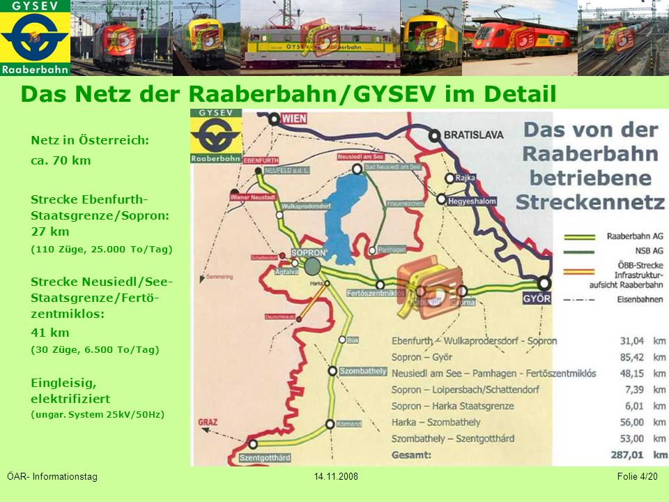 Das Netz der Raaberbahn/GYSEV im Detail Netz in Österreich: ca.