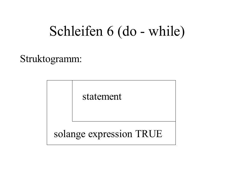 Schleifen 6 (do - while) Struktogramm: statement solange expression TRUE
